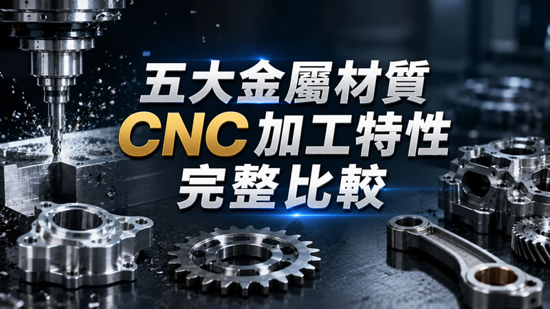 五大金屬材質 CNC 加工特性完整比較｜不鏽鋼、鋁、鈦、鑄鐵、銅